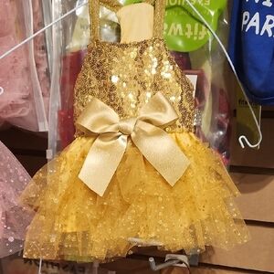 Sparkling Gold Sequin Dress with Bow